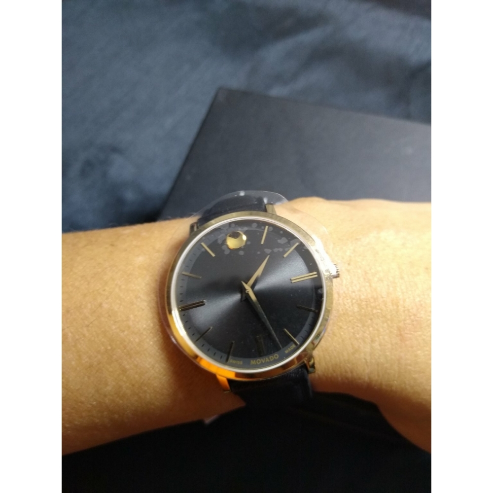 Authentic Movado Ultra-Slim Black Dial Ladies Watch